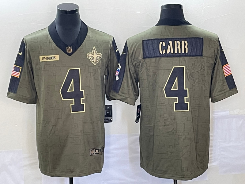 Men's New Orleans Saints Derek Carr #4 Brown Jersey